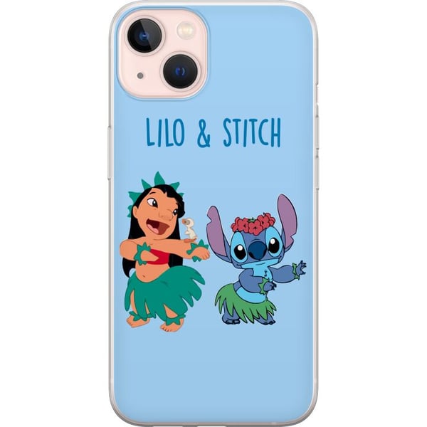 Kompatibelt Mobildeksel til Apple iPhone 13 Lilo og Stitch som danser hula i en fargerik tropisk illustrasjon Kompatibelt Mobildeksel til Apple iPhone 13 Lilo og Stitch som danser hula i en fargerik tropisk illustrasjon