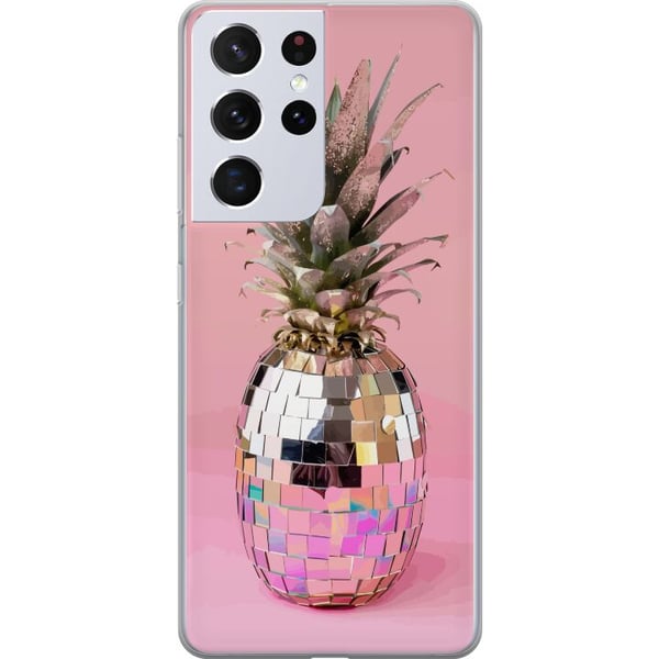 Kompatibelt Mobildeksel til Samsung Galaxy S21 Ultra 5G Disco Pineapple ananas i speilmosaikk popkunst rosa bakgrunn glitrende tropisk design Kompatibelt Mobildeksel til Samsung Galaxy S21 Ultra 5G Disco Pineapple ananas i speilmosaikk popkunst rosa bakgrunn glitrende tropisk design