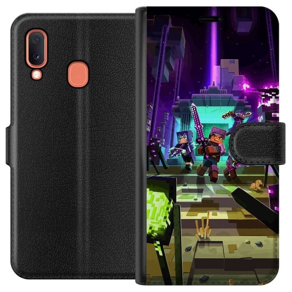 Kompatibelt Plånboksfodral till Samsung Galaxy A20e Minecraft Kompatibelt Plånboksfodral till Samsung Galaxy A20e Minecraft