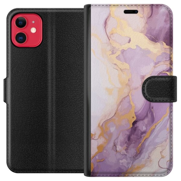 Kompatibel Tegnebogsetui til Apple iPhone 11 Marmor Lilla Guld Kompatibel Tegnebogsetui til Apple iPhone 11 Marmor Lilla Guld