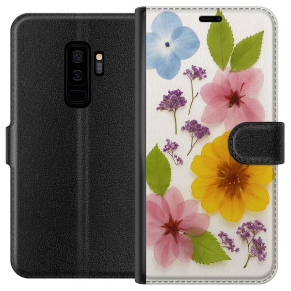 Kompatibelt Plånboksfodral till Samsung Galaxy S9+ Pressade blommor Kompatibelt Plånboksfodral till Samsung Galaxy S9+ Pressade blommor