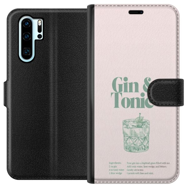 Yhteensopiva Lompakkokotelo Huawei P30 Pro Gin ja tonic tyylikkäässä retrokuvituksessa