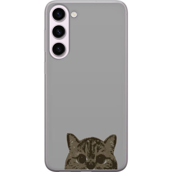 Kompatibel Mobilcover til Samsung Galaxy S23+ Grå Katteblik - stilfuld kat design med grå baggrund Kompatibel Mobilcover til Samsung Galaxy S23+ Grå Katteblik - stilfuld kat design med grå baggrund