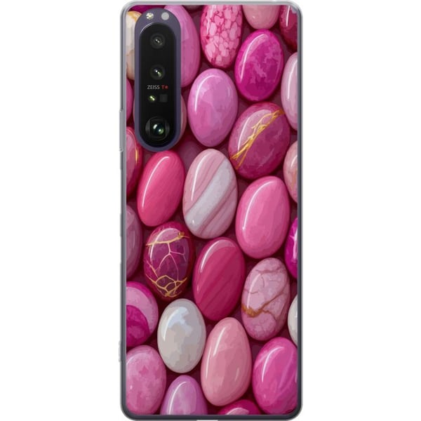 Kompatibel Mobilcover til Sony Xperia 1 III Rosa marmorsten luksuriøst pastelmønster med blank overflade perfekt til moderne og chic design