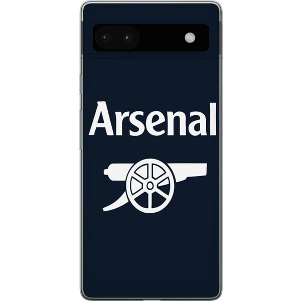 Yhteensopiva Puhelinkuori Google Pixel 6a Arsenal-logo tummansinisenä ja valkoisena, klassinen jalkapalloaihe Premier League -faneille