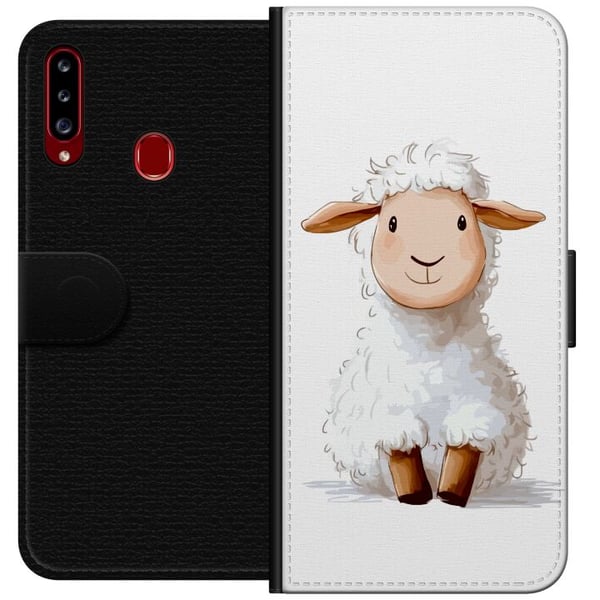 Kompatibelt Plånboksfodral till Samsung Galaxy A20s Sött Lamm – tecknad stil för barn & babyprodukter