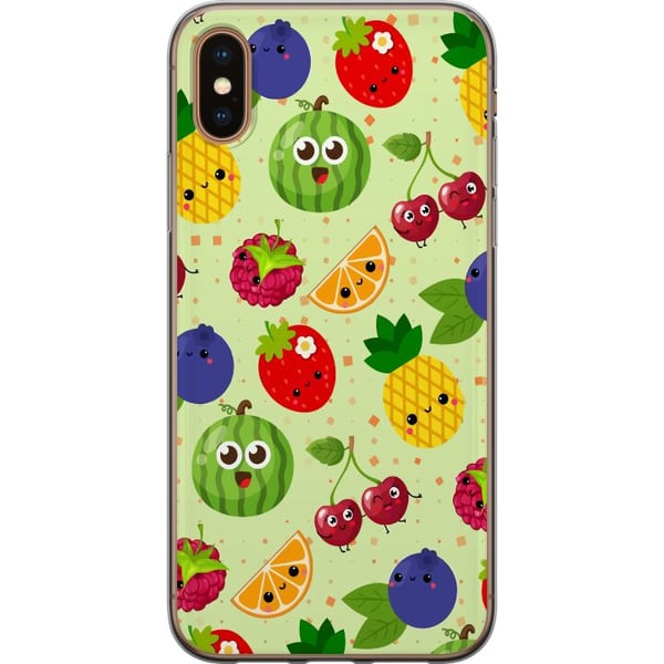 Kompatibelt Mobildeksel til Apple iPhone XS Fruktmønster med ananas, melon og kirsebær, fargerikt design som sprer glede og sommerenergi