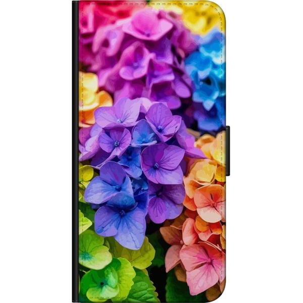 Kompatibelt Lommeboketui til Samsung Galaxy A03s Hortensia hortensiablomster fargerike blomster regnbue blomstermønster lilla rosa blå gul oransje ku