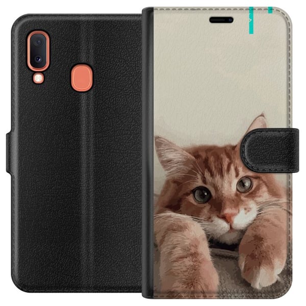Kompatibelt Plånboksfodral till Samsung Galaxy A20e Katt Kompatibelt Plånboksfodral till Samsung Galaxy A20e Katt