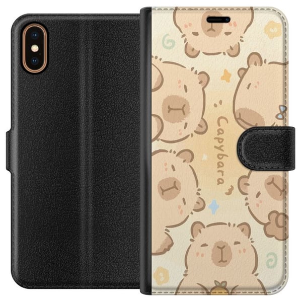 Kompatibelt Plånboksfodral till Apple iPhone X Capybara Cuties Pastell Design gulliga flodsvin i mjuka färger söt varm stil med charm och lekfull ene