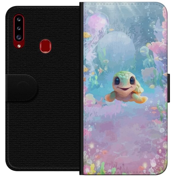 Kompatibelt Plånboksfodral till Samsung Galaxy A20s sköldpadda