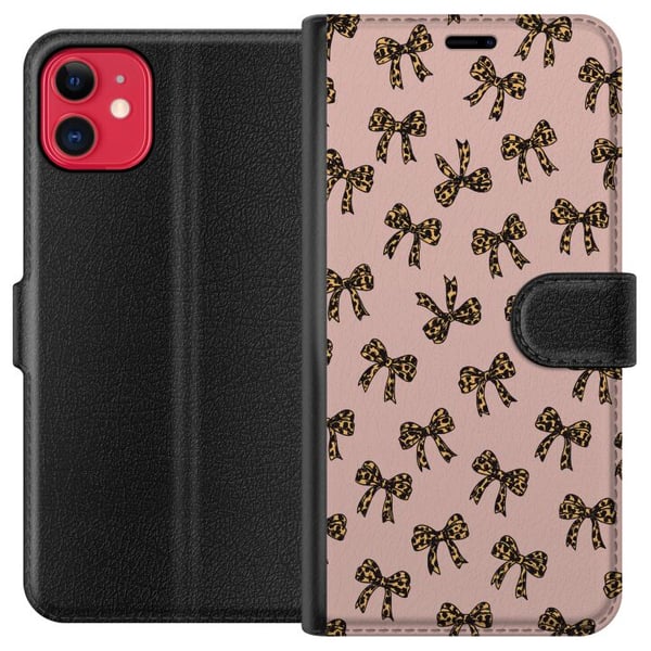 Kompatibel Tegnebogsetui til Apple iPhone 11 Leopardmønstrede sløjfer lyserød baggrund mode piget sød retro mønster mode mønster stilfuld dekoration Kompatibel Tegnebogsetui til Apple iPhone 11 Leopardmønstrede sløjfer lyserød baggrund mode piget sød retro mønster mode mønster stilfuld dekoration