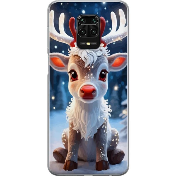 Kompatibel Mobilcover til Xiaomi Redmi Note 9S Sød rensdyr vinter julemotiv kawaii rensdyr sne lys lys magisk jul sød højtid plakat