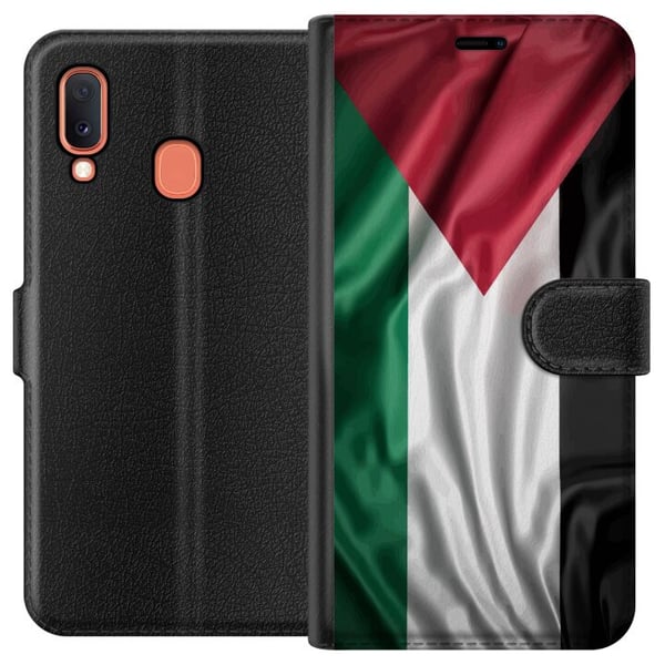 Kompatibelt Plånboksfodral till Samsung Galaxy A20e Palestinaflaggan – ikoniskt frihetsmotiv i rött, svart, vitt och grönt Kompatibelt Plånboksfodral till Samsung Galaxy A20e Palestinaflaggan – ikoniskt frihetsmotiv i rött, svart, vitt och grönt