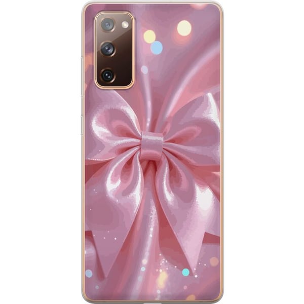 Kompatibelt Mobilskal till Samsung Galaxy S20 FE Rosa rosett design – Elegant sidenband illustration med glittrig effekt