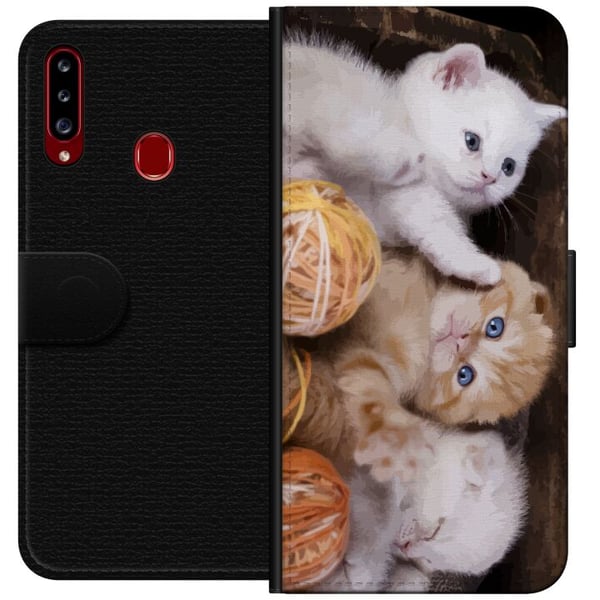 Kompatibel Tegnebogsetui til Samsung Galaxy A20s Katte