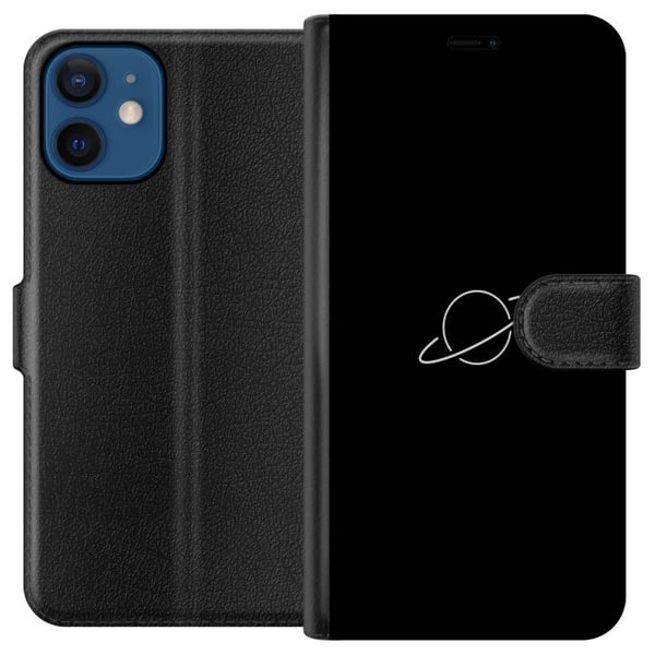 Kompatibel Tegnebogsetui til Apple iPhone 12 Saturnus-planetdesign med rumtema og stjernelys, stilrent motiv, der leder tankerne hen på universets my