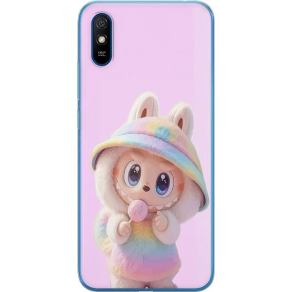 Kompatibel Mobilcover til Xiaomi Redmi 9A Rainbow Bunny Cutie – sødt motiv med pastelfarver og sød figur i hættetrøje