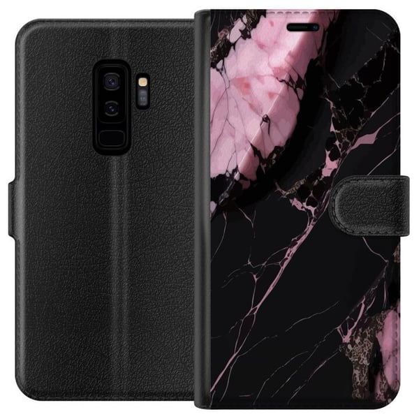 Kompatibelt Plånboksfodral till Samsung Galaxy S9+ Svart och rosa marmormönster med kraftiga kontraster, skarpa spricklinjer och polerad stenestetik Kompatibelt Plånboksfodral till Samsung Galaxy S9+ Svart och rosa marmormönster med kraftiga kontraster, skarpa spricklinjer och polerad stenestetik