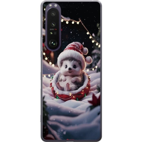 Kompatibelt Mobildeksel til Sony Xperia 1 III Julete pinnsvin søt vinter koselige lys nisselue pinnsvin søt jul bedårende høytid plakat