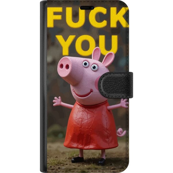 Yhteensopiva Lompakkokotelo Samsung Galaxy S9+ Söpö vaaleanpunainen, Peppa Pig -hahmon kaltainen piirretty possuhahmo uhmakkaassa asennossa ja selkeä