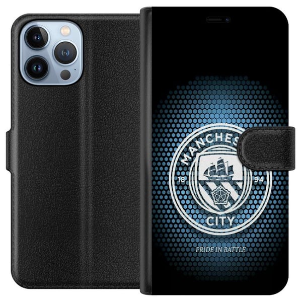 Kompatibelt Plånboksfodral till Apple iPhone 13 Pro Max Manchester City fotboll Erling Haaland blå klubbdesign illustration