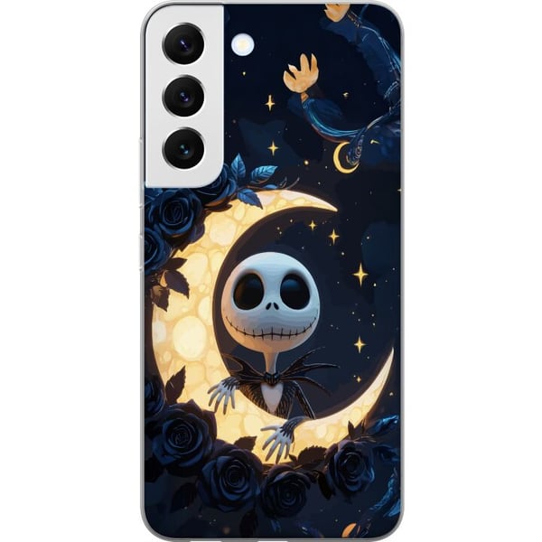 Kompatibelt Mobilskal till Samsung Galaxy S22 5G Moonlight Skeleton motiv med skelettfigur som sitter på måne omgiven av stjärnor och rosor Kompatibelt Mobilskal till Samsung Galaxy S22 5G Moonlight Skeleton motiv med skelettfigur som sitter på måne omgiven av stjärnor och rosor