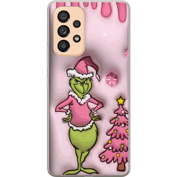 Kompatibelt Mobildeksel til Samsung Galaxy A53 5G Grønn julefigur i rosa nissedrakt, morsom og fargerik vri på en klassisk juledyrker for et humorist