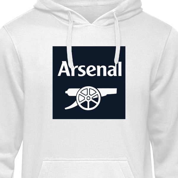 Barnehettegenser Arsenals logo i mørkeblått og hvitt klassisk fotballmotiv for Premier League-fans Hvit 12-13 År