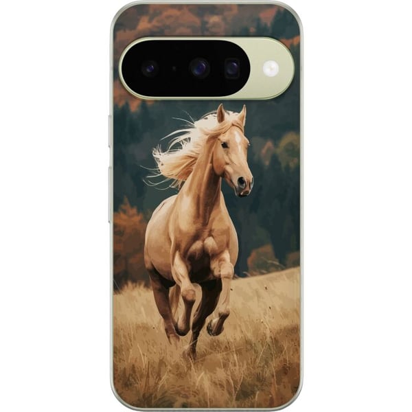 Kompatibel Mobilcover til Google Pixel 10 Elegant hest, der løber over efterårsmarker med smukke farver og en følelse af natur, kraftfuld og detaljer
