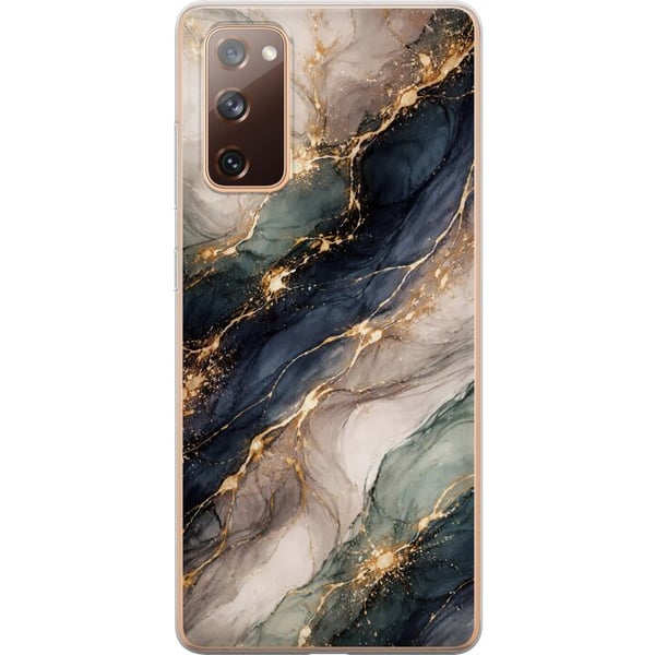 Kompatibelt Mobilskal till Samsung Galaxy S20 FE Lyxig abstrakt marmorkonst i svart, vitt och guld med eleganta linjer, exklusiv design för posters,