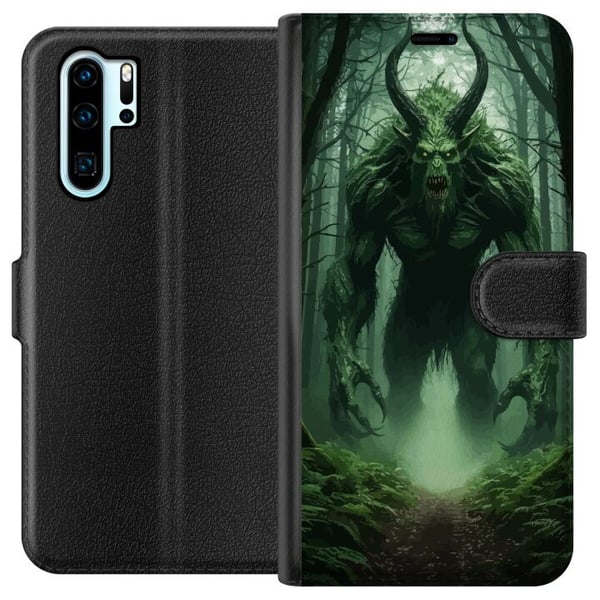 Kompatibelt Plånboksfodral till Huawei P30 Pro Forest Monster Fantasy Creature Dark