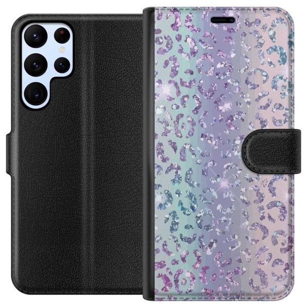 Yhteensopiva Lompakkokotelo Samsung Galaxy S22 Ultra 5G Glitter Leopard