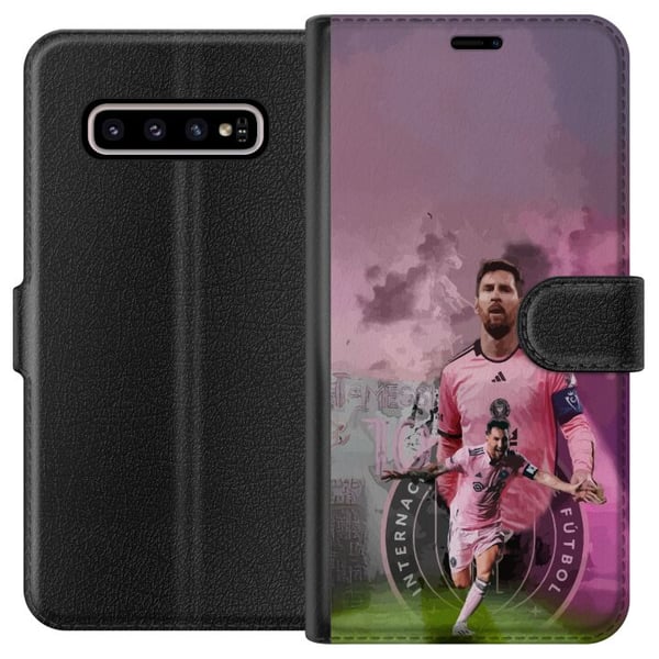 Kompatibelt Plånboksfodral till Samsung Galaxy S10+ Lionel Messi Inter Miami Argentina ikonisk legend och magisk spelmotor som fortsätter dominera me