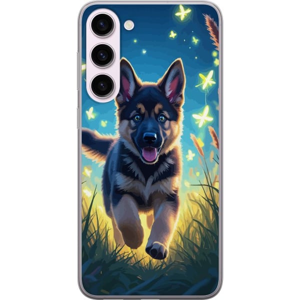 Kompatibel Mobilcover til Samsung Galaxy S23+ Hvalp schæferhund hund plakat hund hvalp løber eng sommerfugle sød dyreillustration natkunst Kompatibel Mobilcover til Samsung Galaxy S23+ Hvalp schæferhund hund plakat hund hvalp løber eng sommerfugle sød dyreillustration natkunst