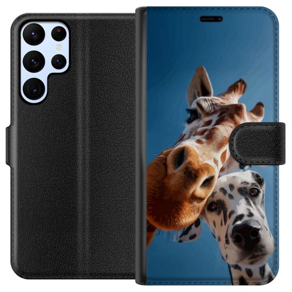 Yhteensopiva Lompakkokotelo Samsung Galaxy S22 Ultra 5G Kirahvi-dalmatialainen-duoaihe, jossa on hauska lähikuva kirahvista ja dalmatialaisesta aurin Yhteensopiva Lompakkokotelo Samsung Galaxy S22 Ultra 5G Kirahvi-dalmatialainen-duoaihe, jossa on hauska lähikuva kirahvista ja dalmatialaisesta aurin