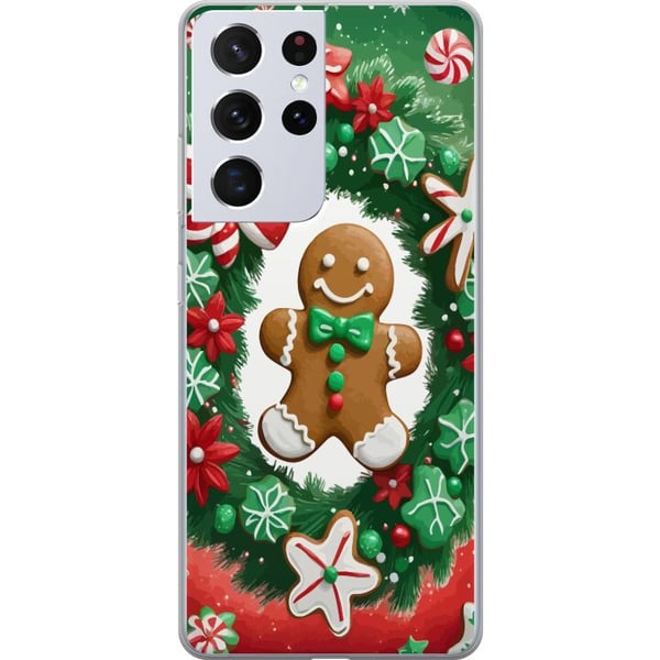 Yhteensopiva Puhelinkuori Samsung Galaxy S21 Ultra 5G joulu piparkakku juliste piparkakku joulukeksit joulukuusi makeiset herkut joulumotiivi retrode