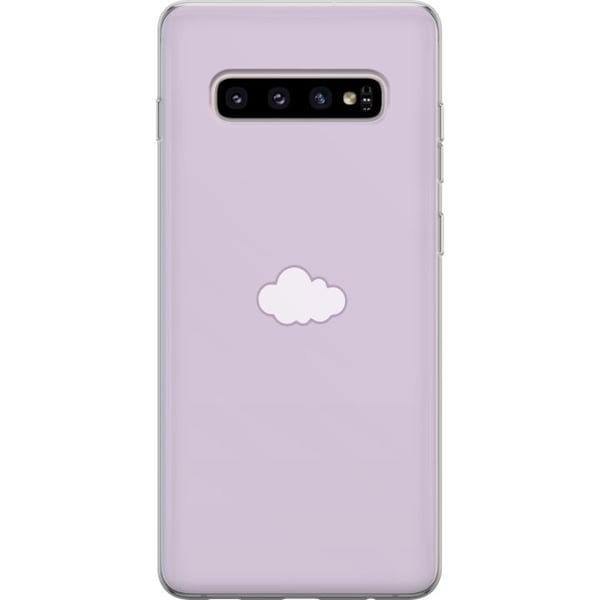 Kompatibelt Mobilskal till Samsung Galaxy S10+ Lila Moln – minimalistiskt moln på lila bakgrund