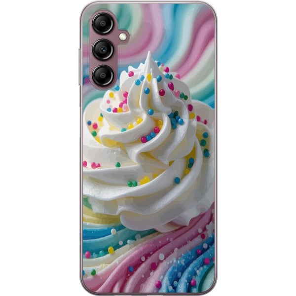 Kompatibelt Mobilskal till Samsung Galaxy A14 5G Glass swirl illustration – Vit grädde med regnbågar och färgglatt strössel Kompatibelt Mobilskal till Samsung Galaxy A14 5G Glass swirl illustration – Vit grädde med regnbågar och färgglatt strössel