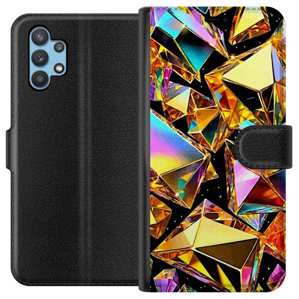 Kompatibelt Plånboksfodral till Samsung Galaxy A32 5G 3D Guld Kompatibelt Plånboksfodral till Samsung Galaxy A32 5G 3D Guld