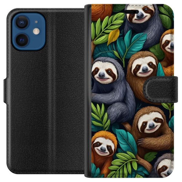 Yhteensopiva Lompakkokotelo Apple iPhone 12 mini Sengångarstil - rentoutunut muotoilu söpöllä laiskiaalla
