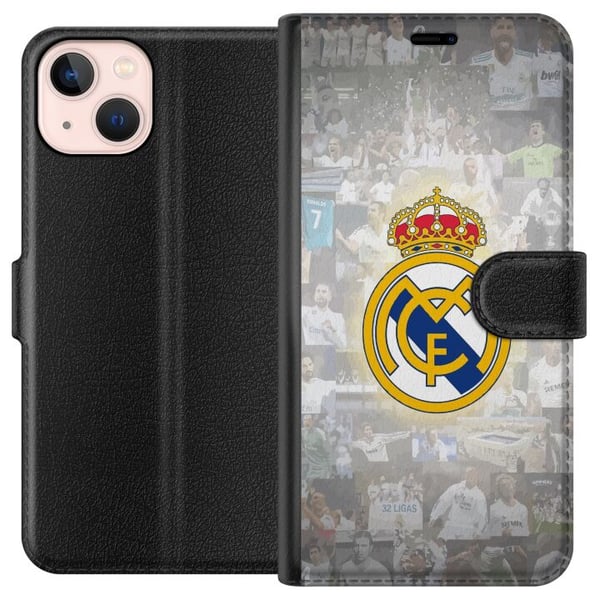 Kompatibelt Lommeboketui til Apple iPhone 13 mini Real Madrid Emblem Fotboll Klubbmärke Vit Guld Design Kompatibelt Lommeboketui til Apple iPhone 13 mini Real Madrid Emblem Fotboll Klubbmärke Vit Guld Design