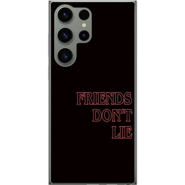 Kompatibelt Mobildeksel til Samsung Galaxy S23 Ultra Stranger Things Friends Don’t Lie – neonerød tekstdesign med populært Stranger Things-sitat fra Kompatibelt Mobildeksel til Samsung Galaxy S23 Ultra Stranger Things Friends Don’t Lie – neonerød tekstdesign med populært Stranger Things-sitat fra