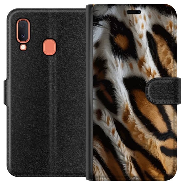 Kompatibelt Plånboksfodral till Samsung Galaxy A20e Tiger Stripes Pattern Safari Animal