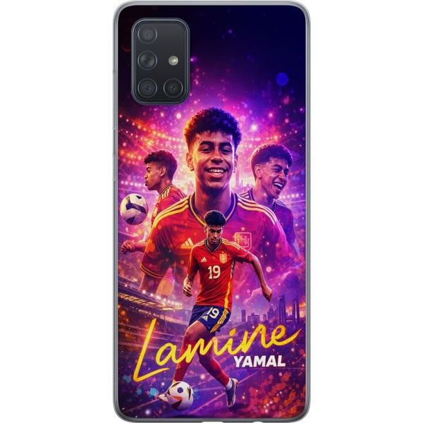 Kompatibelt Mobildeksel til Samsung Galaxy A71 Lamine Yamal-fotballplakat i spansk landslagsdrakt med fartsfylt action, fargerik sportsillustrasjon f Kompatibelt Mobildeksel til Samsung Galaxy A71 Lamine Yamal-fotballplakat i spansk landslagsdrakt med fartsfylt action, fargerik sportsillustrasjon f