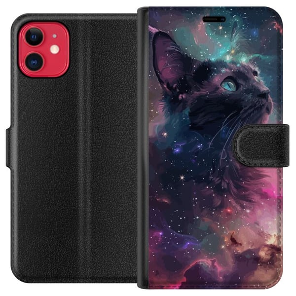 Kompatibelt Plånboksfodral till Apple iPhone 11 Katten i Galaxen Kompatibelt Plånboksfodral till Apple iPhone 11 Katten i Galaxen