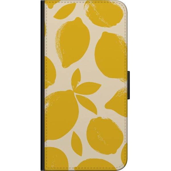 Kompatibelt Plånboksfodral till Samsung Galaxy A03s Citrus lemons citron print gul frukt kök sommar retro design mönster inspiration fresh kitchen st
