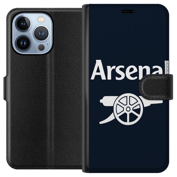 Kompatibelt Plånboksfodral till Apple iPhone 13 Pro Arsenal logga i mörkblått vitt klassiskt fotbollsmotiv för Premier League fans