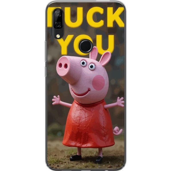 Kompatibelt Mobilskal till Huawei P Smart Z Söt tecknad Peppa Pig-liknande grisfigur i rosa med trotsig pose och tydlig text i gult, humoristisk och