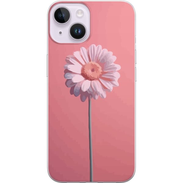 Kompatibel Mobilcover til Apple iPhone 14 Plus Enkel lyserød blomst på lys baggrund elegant minimalistisk design perfekt til et stilrent look